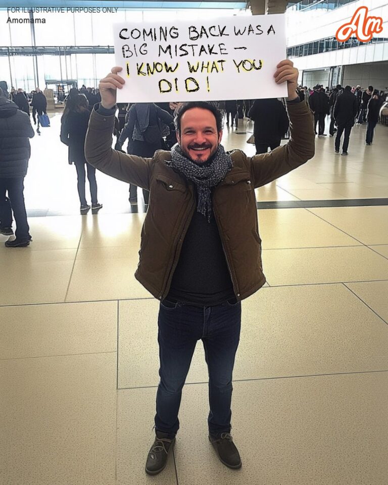 I Met My Wife at the Airport with a Funny Poster — But When She Saw It, She Paled and Ran Away